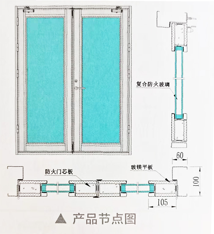玻璃隔热防火门节点图